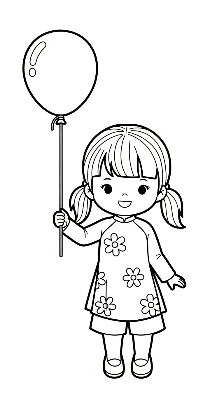 tranh tô màu Áo Dài cho bé 7 tuổi miễn phí