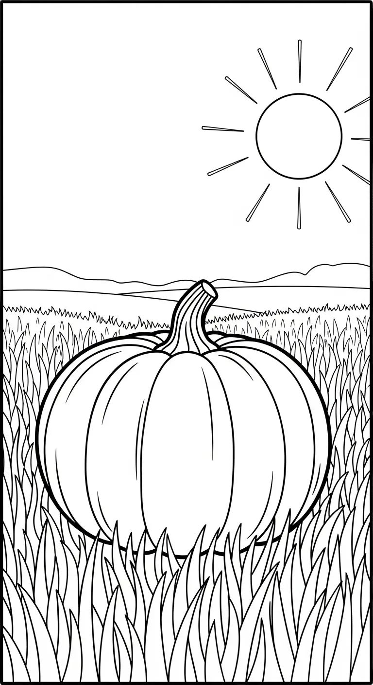 in hình tô màu Bí Đỏ cho bé 7 tuổi