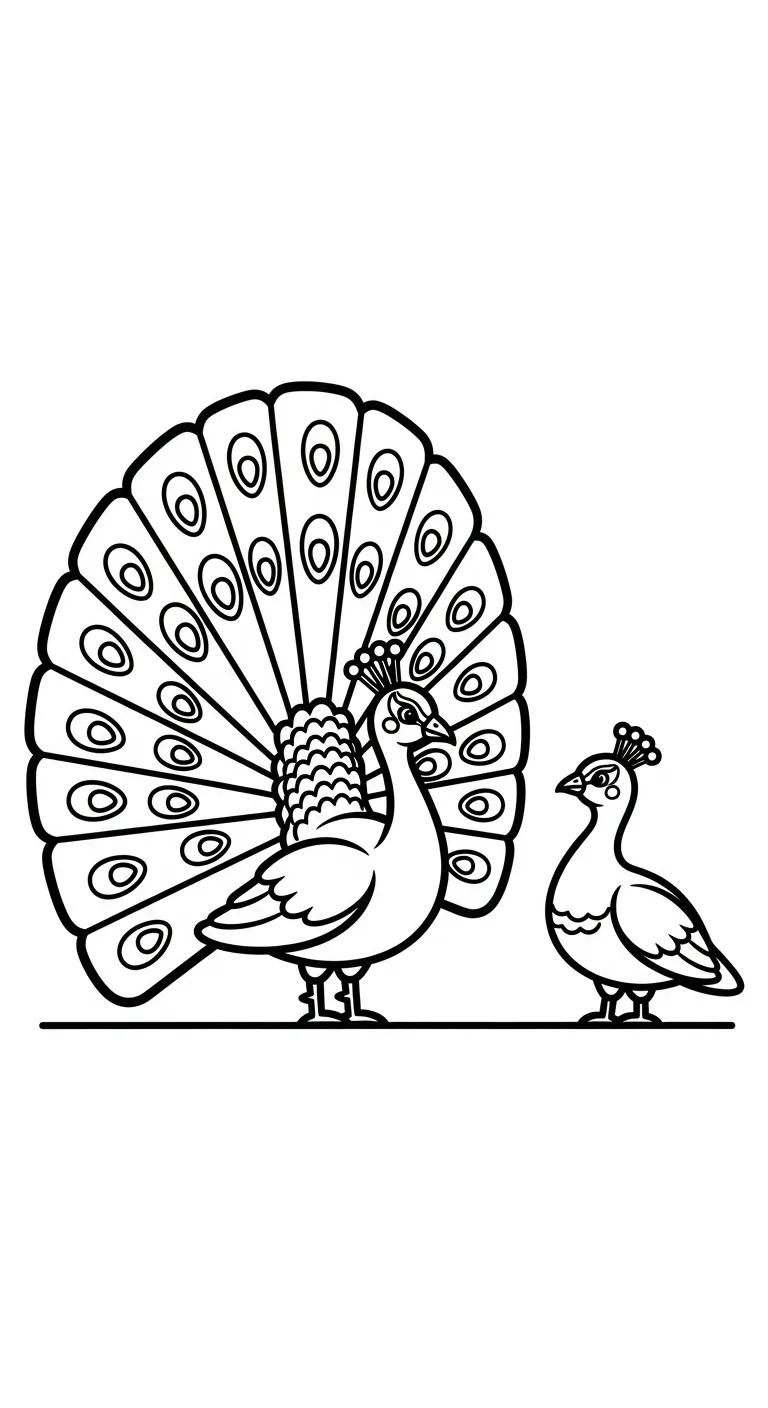 tải tranh tô màu Công cho bé