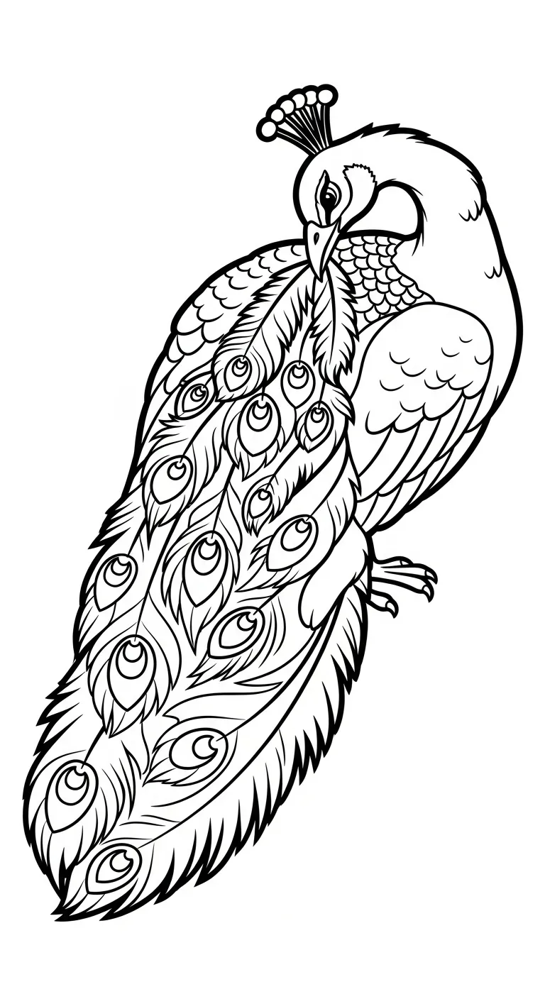 tranh tô màu Công cho bé đơn giản