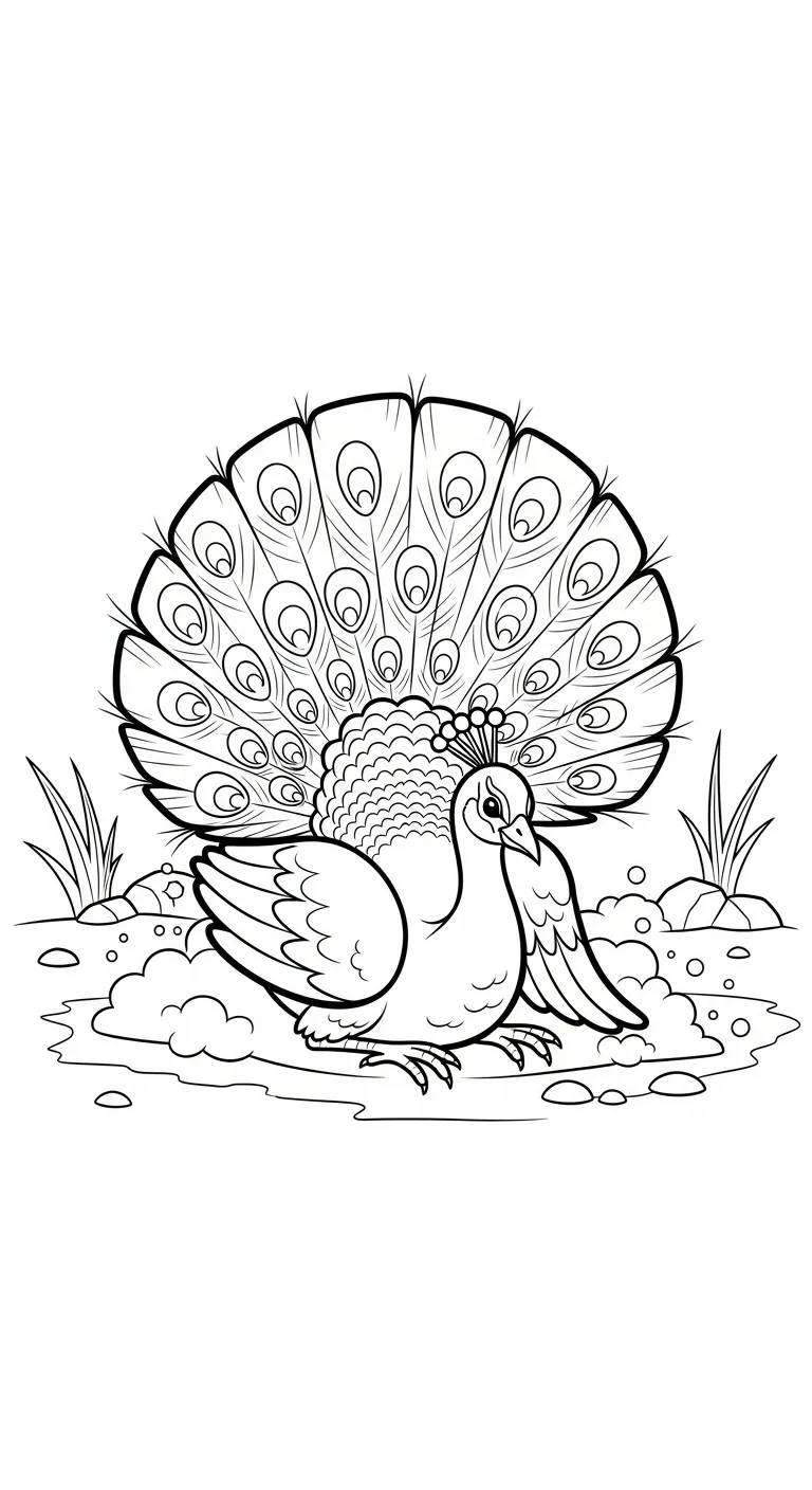 tranh tô màu Công cho bé đơn giản 1