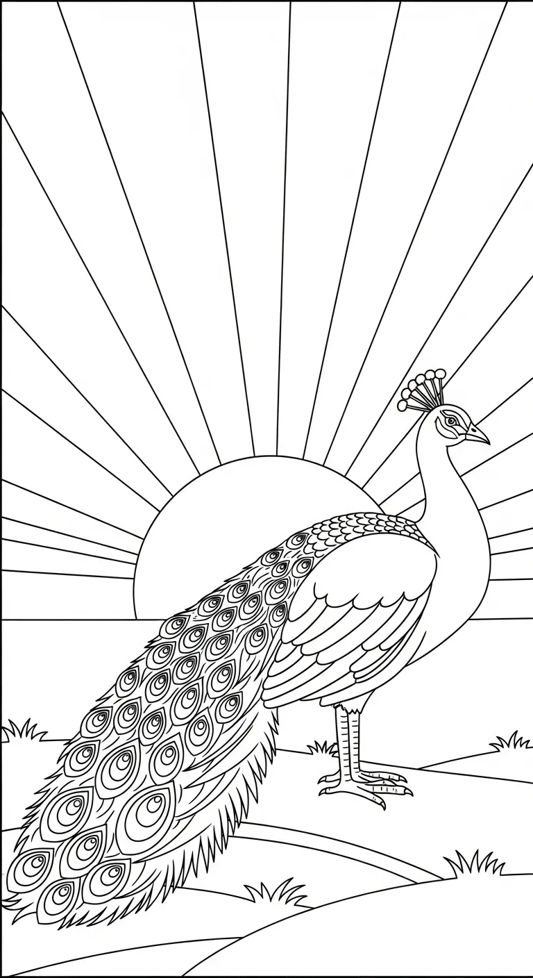 tải hình tô màu Công cho bé miễn phí