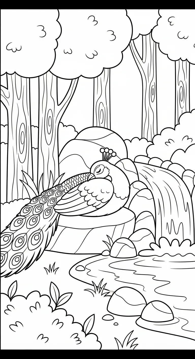 tranh tô màu Công cho bé 4 tuổi