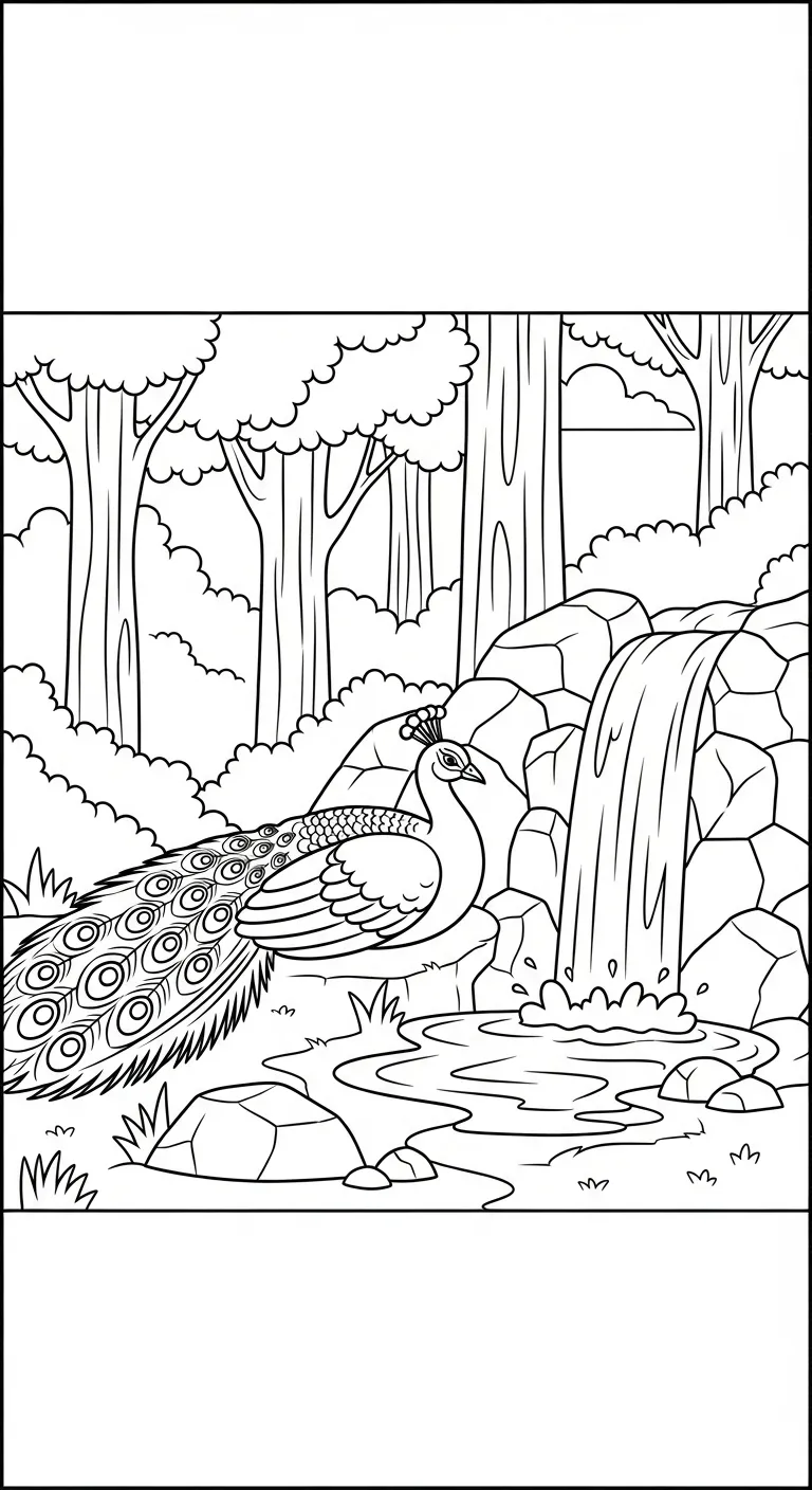 tranh tô màu Công cho bé 3 tuổi miễn phí