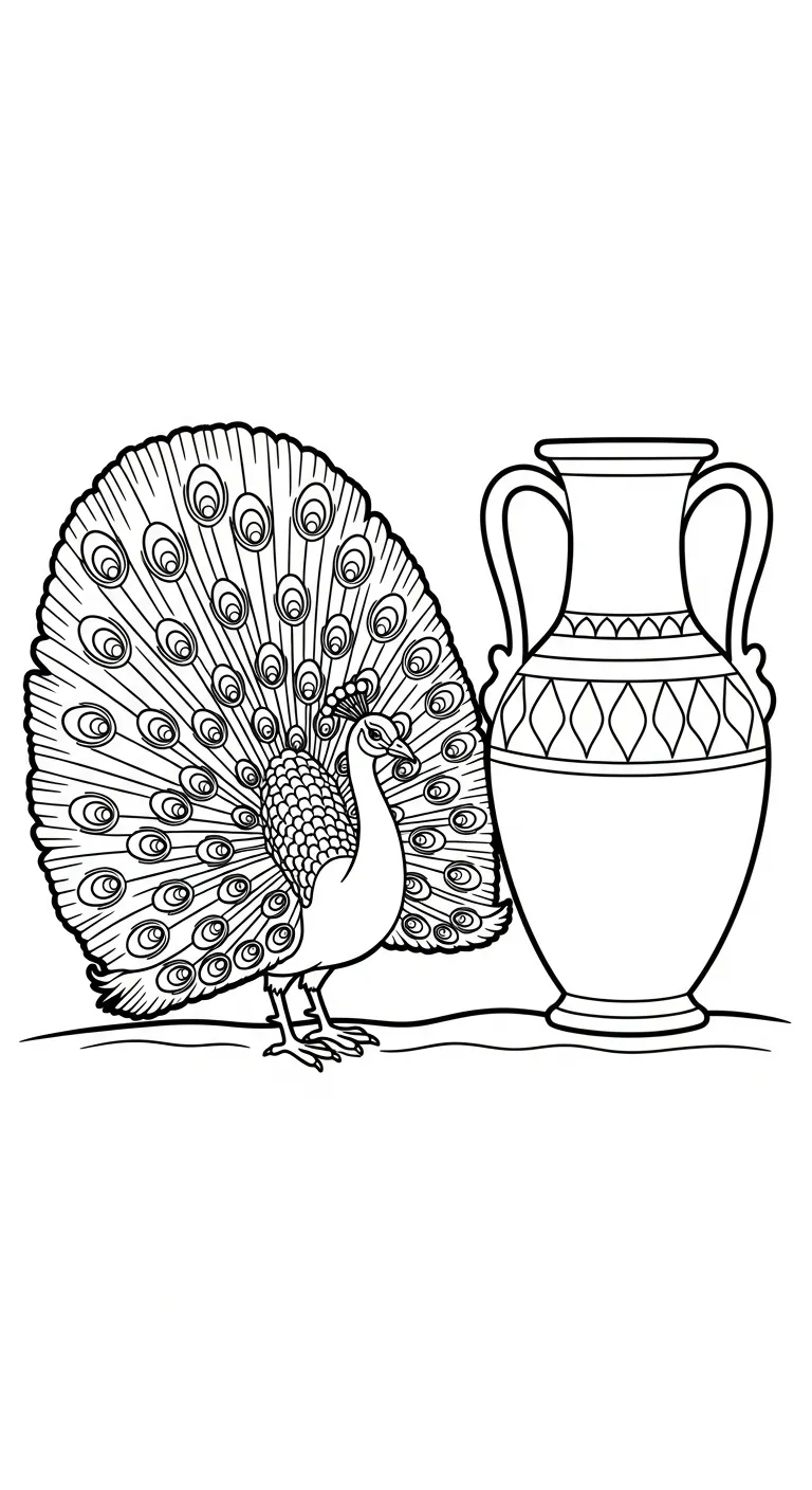 hình tô màu Công cho bé 7 tuổi