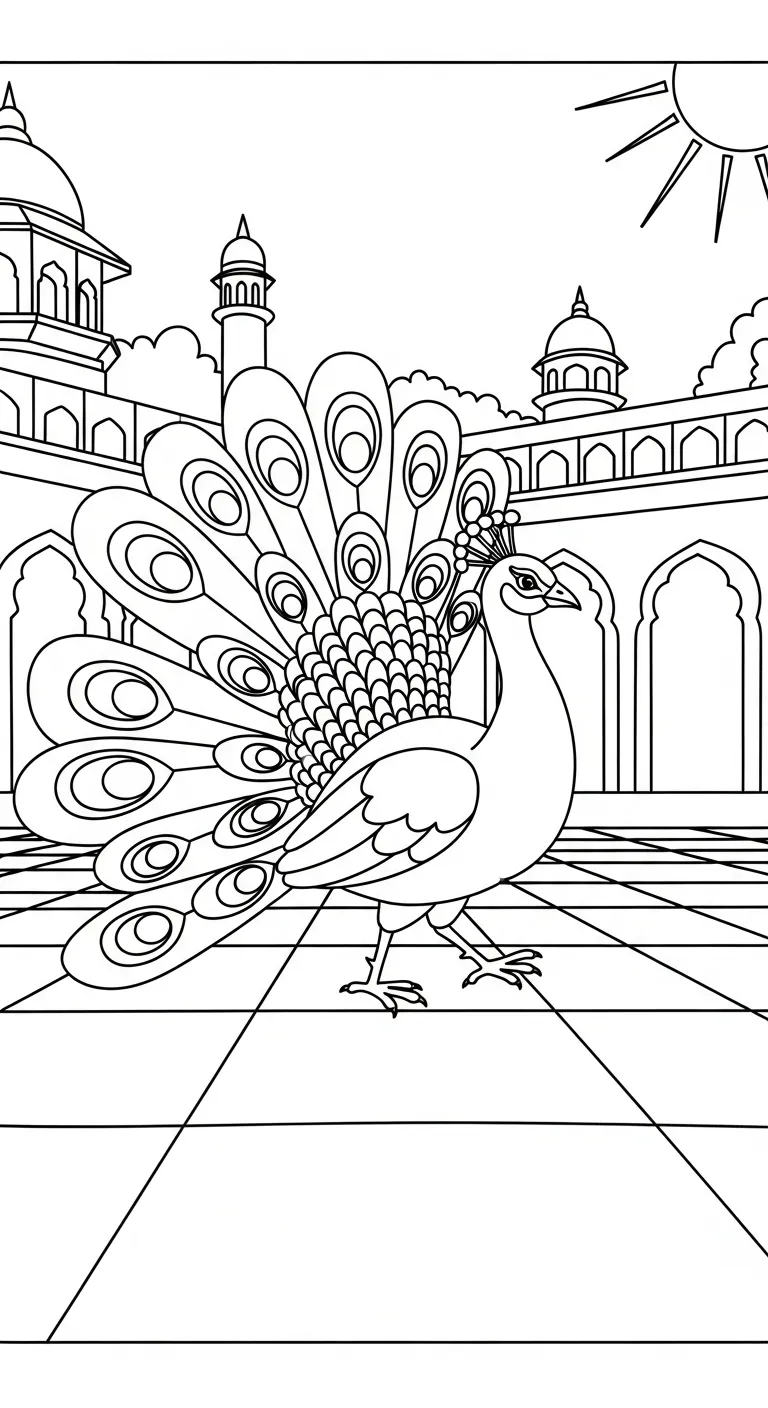 hình tô màu Công cho trẻ em 1