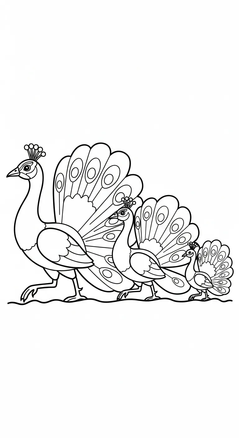 in hình tô màu Công cho bé