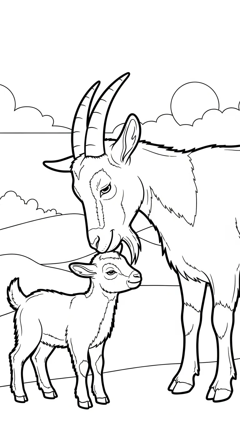 file hình tô màu Dê cho bé 4-5 tuổi 1