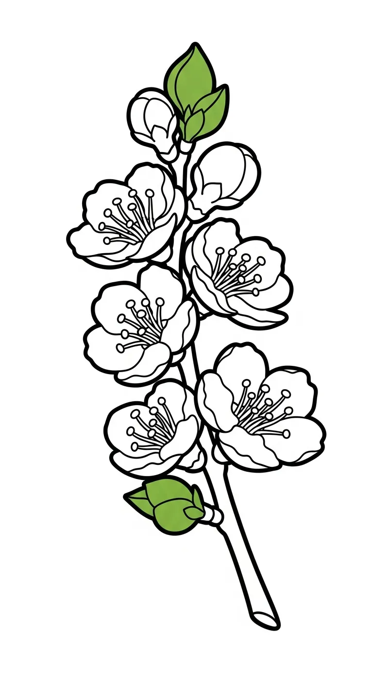 hình tô màu Hoa Mai cho bé 5 tuổi miễn phí