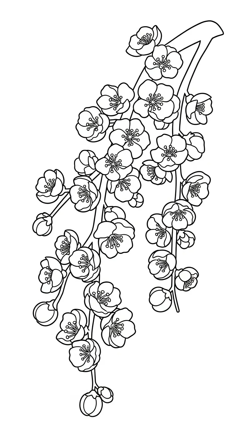 in tranh tô màu Hoa Mai cho bé 7 tuổi