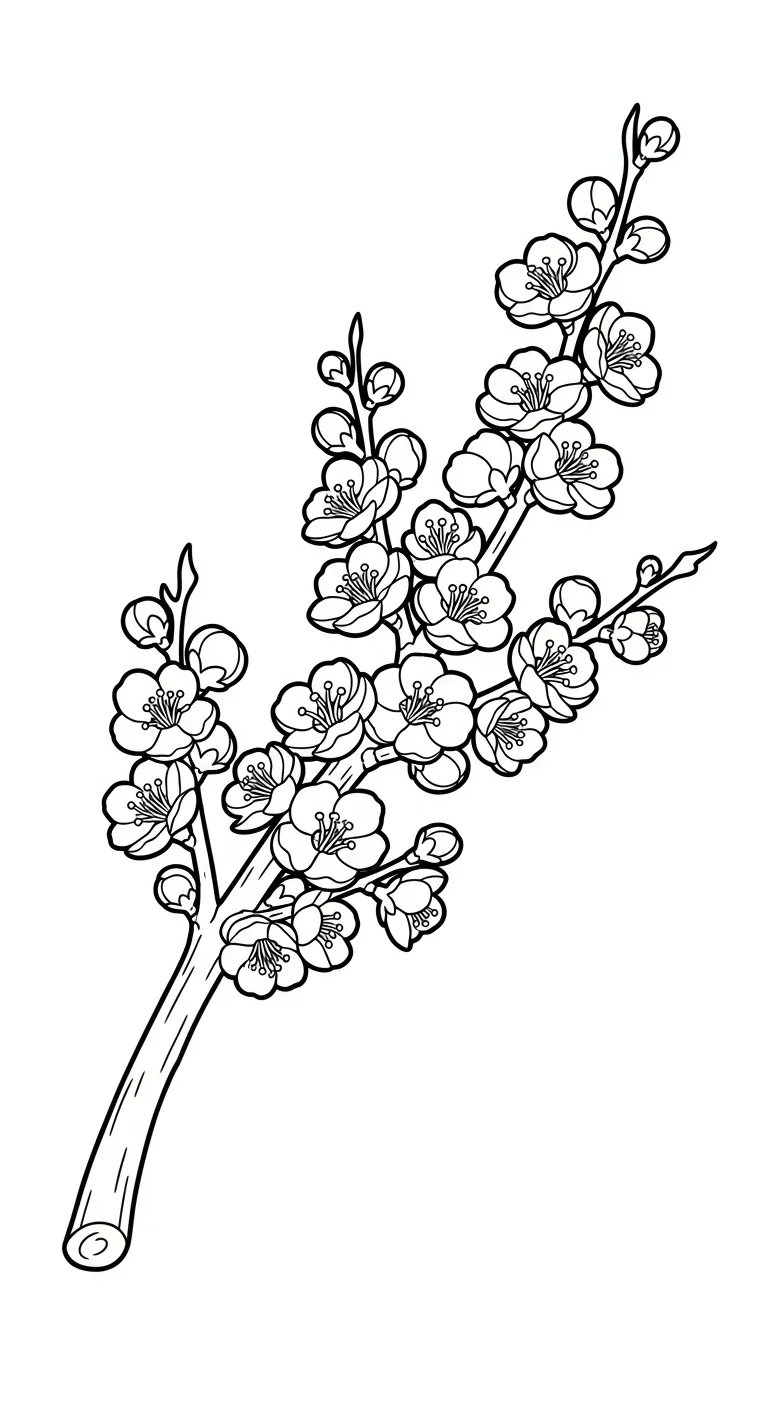 in tranh tô màu Hoa Mai cho bé 5 tuổi