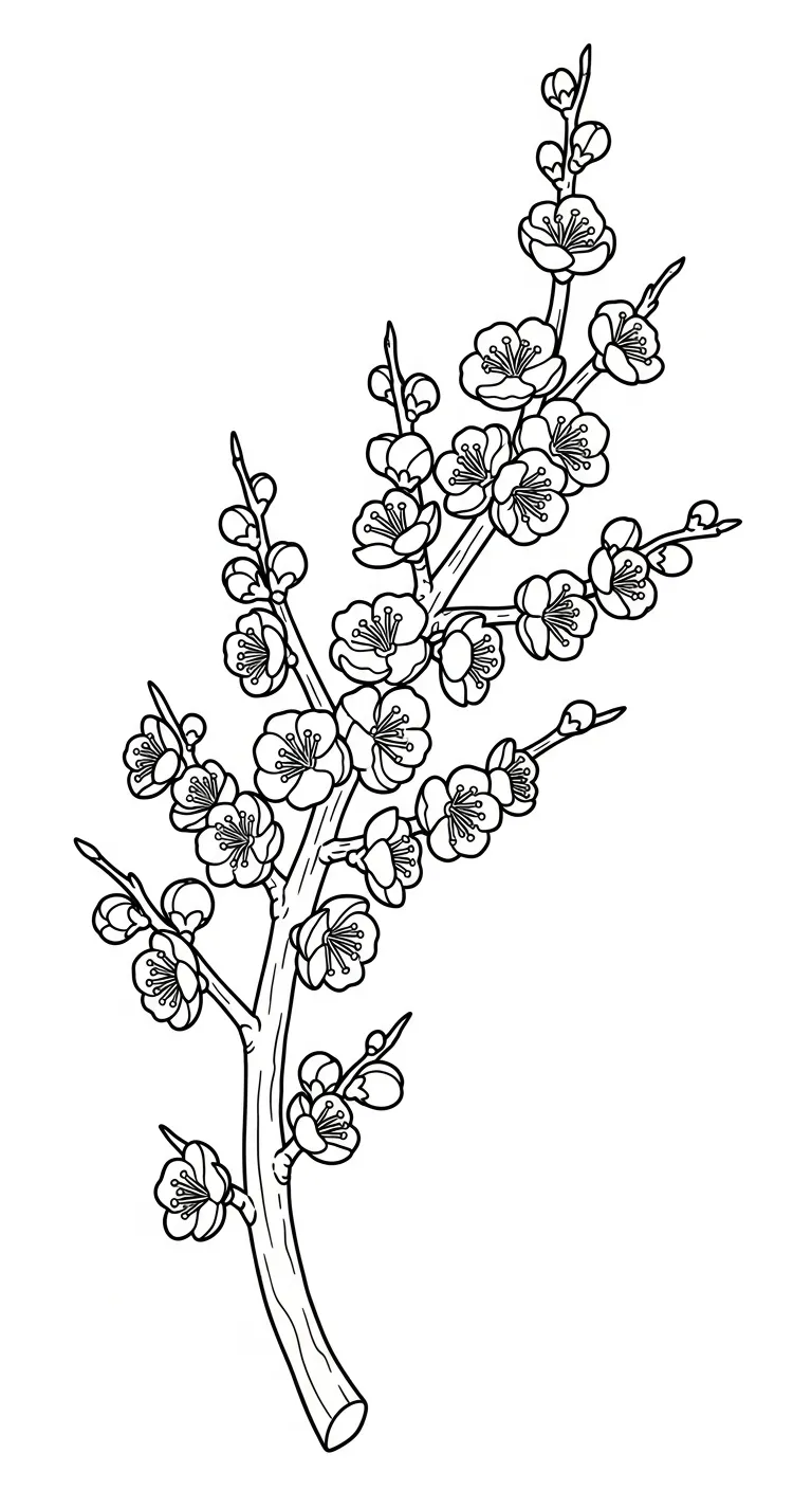 tranh tô màu Hoa Mai cho bé 8 tuổi miễn phí