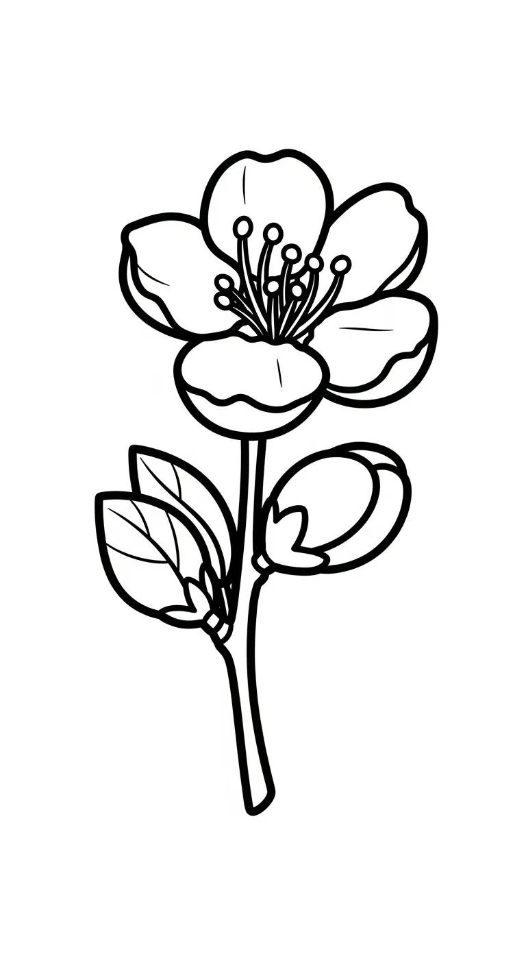 hình tô màu Hoa Mai cho bé 8 tuổi
