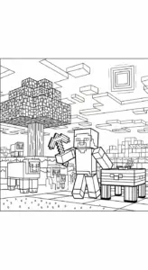 in hình tô màu Tranh tô màu Minecraft cho bé 8 tuổi