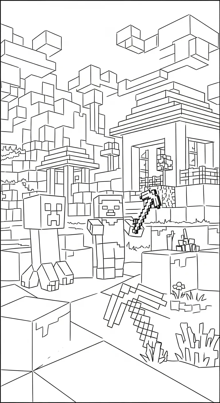 tranh tô màu Tranh tô màu Minecraft cho bé 7 tuổi
