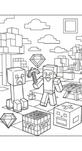 hình tô màu Tranh tô màu Minecraft cho bé 7 tuổi