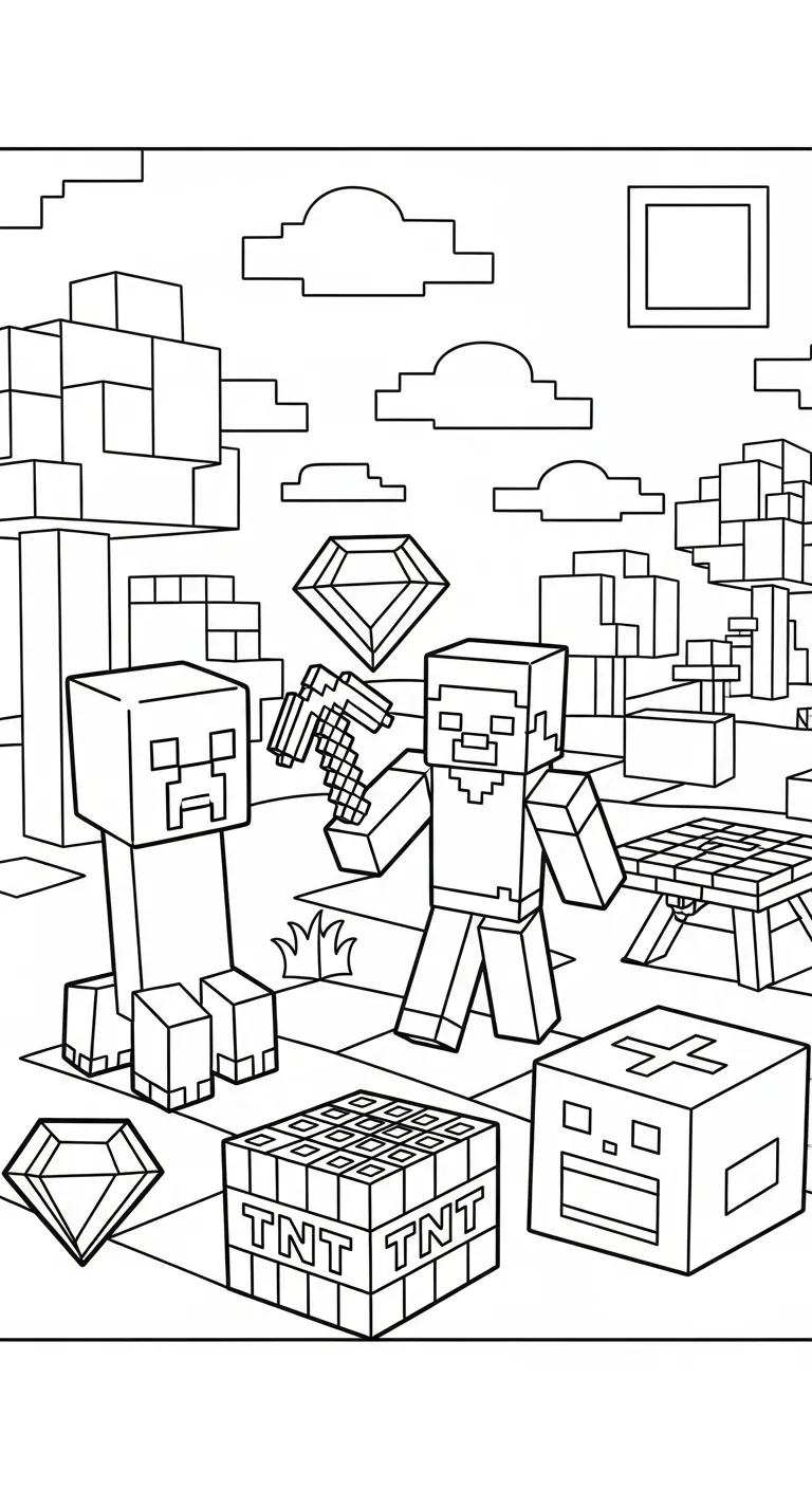 hình tô màu Tranh tô màu Minecraft cho bé 7 tuổi