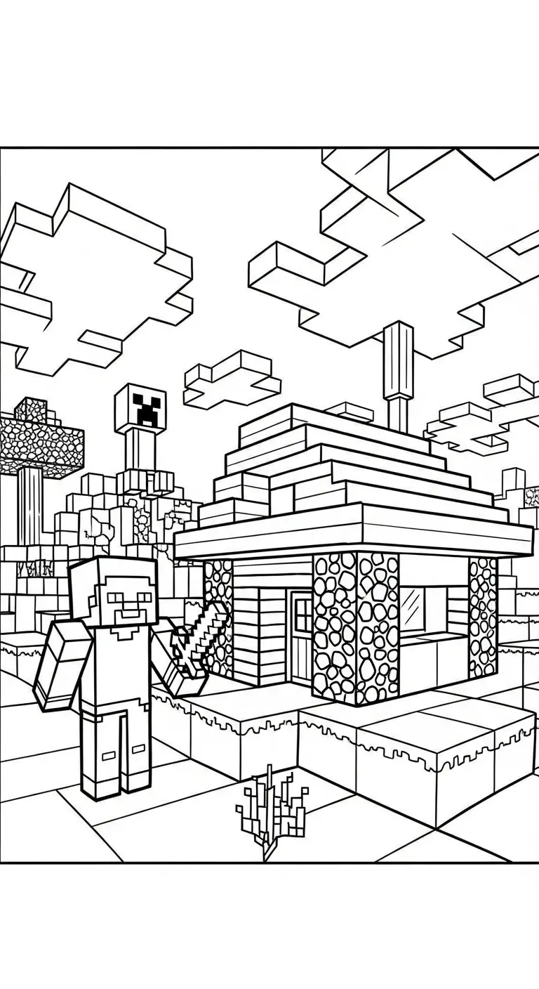 tải hình tô màu Tranh tô màu Minecraft cho bé 6 tuổi