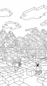 in hình tô màu Tranh tô màu Minecraft khổ A4