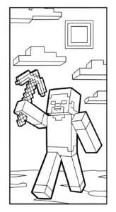 in hình tô màu Tranh tô màu Minecraft khổ A4