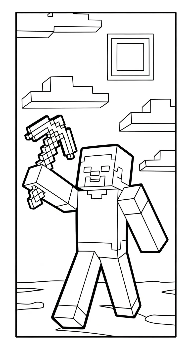 in hình tô màu Tranh tô màu Minecraft khổ A4