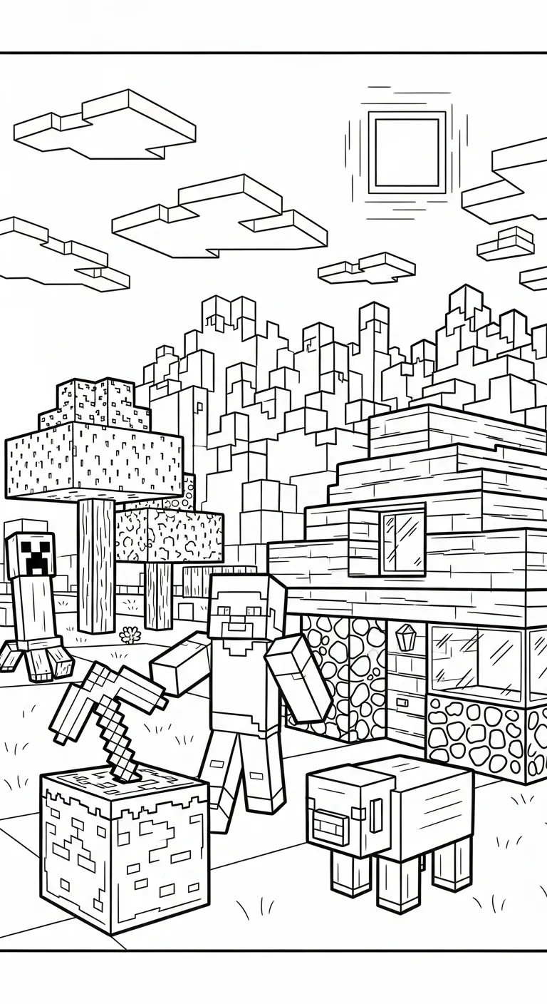 tải tranh tô màu Tranh tô màu Minecraft cho bé 3 tuổi