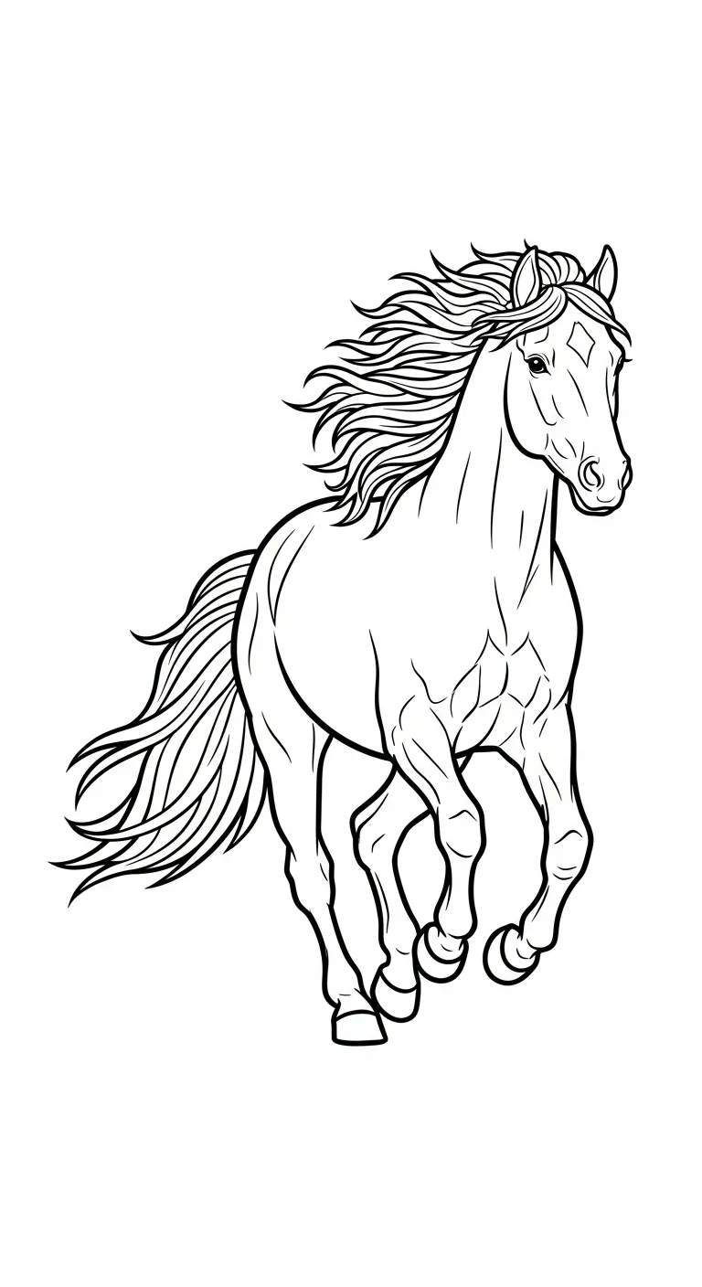 file pdf tranh tô màu Ngựa cho bé