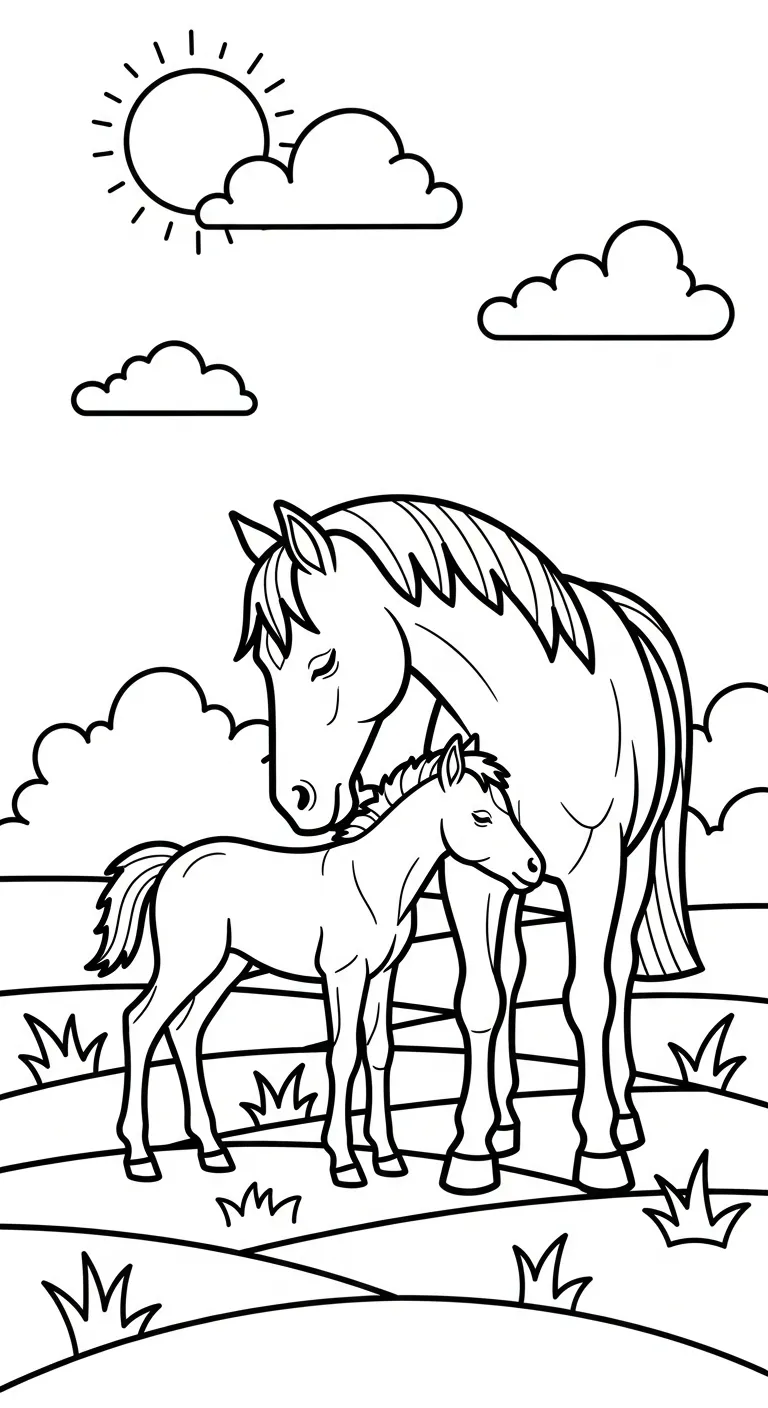 in tranh tô màu Ngựa cho bé 3 tuổi