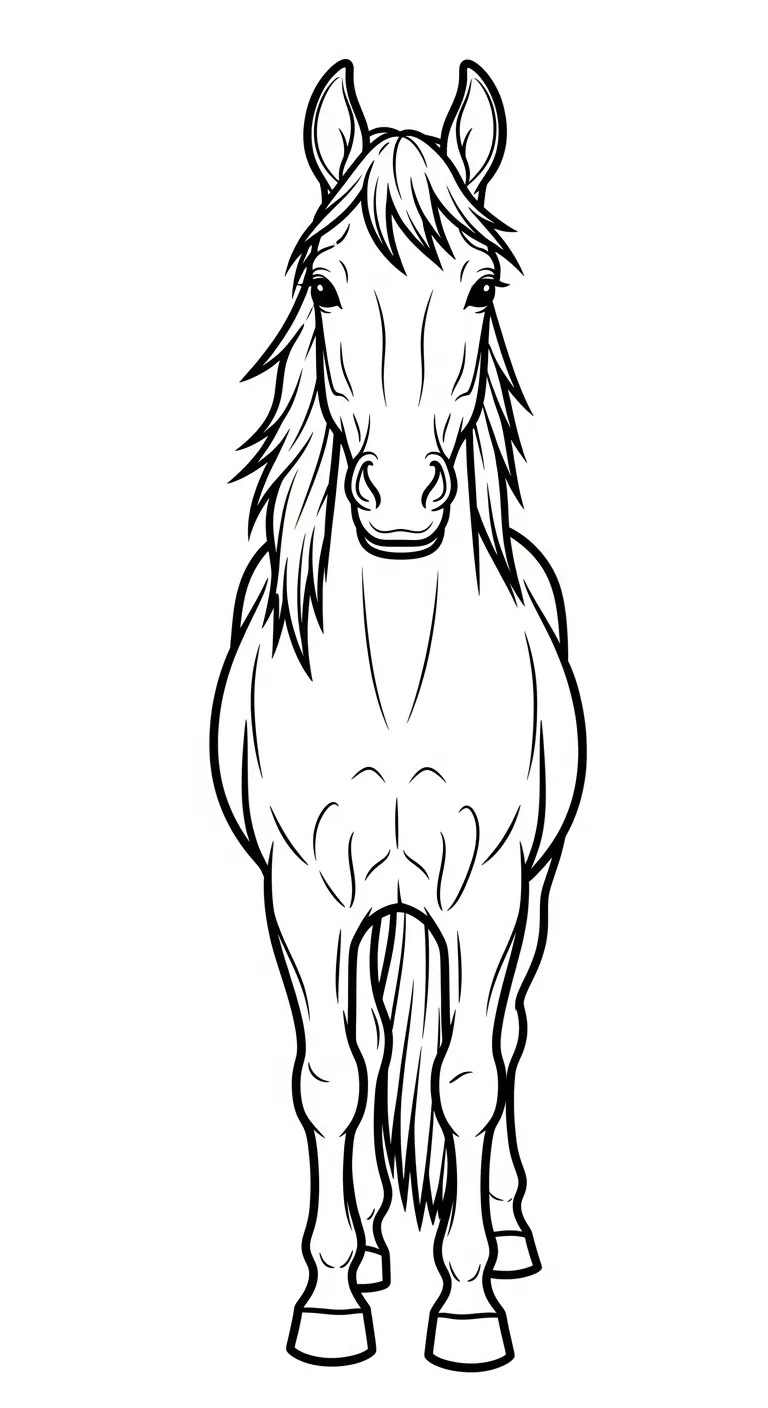 in tranh tô màu Ngựa cho bé