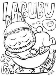in hình tô màu labubu cho bé