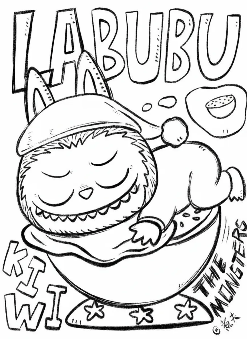 in hình tô màu labubu cho bé