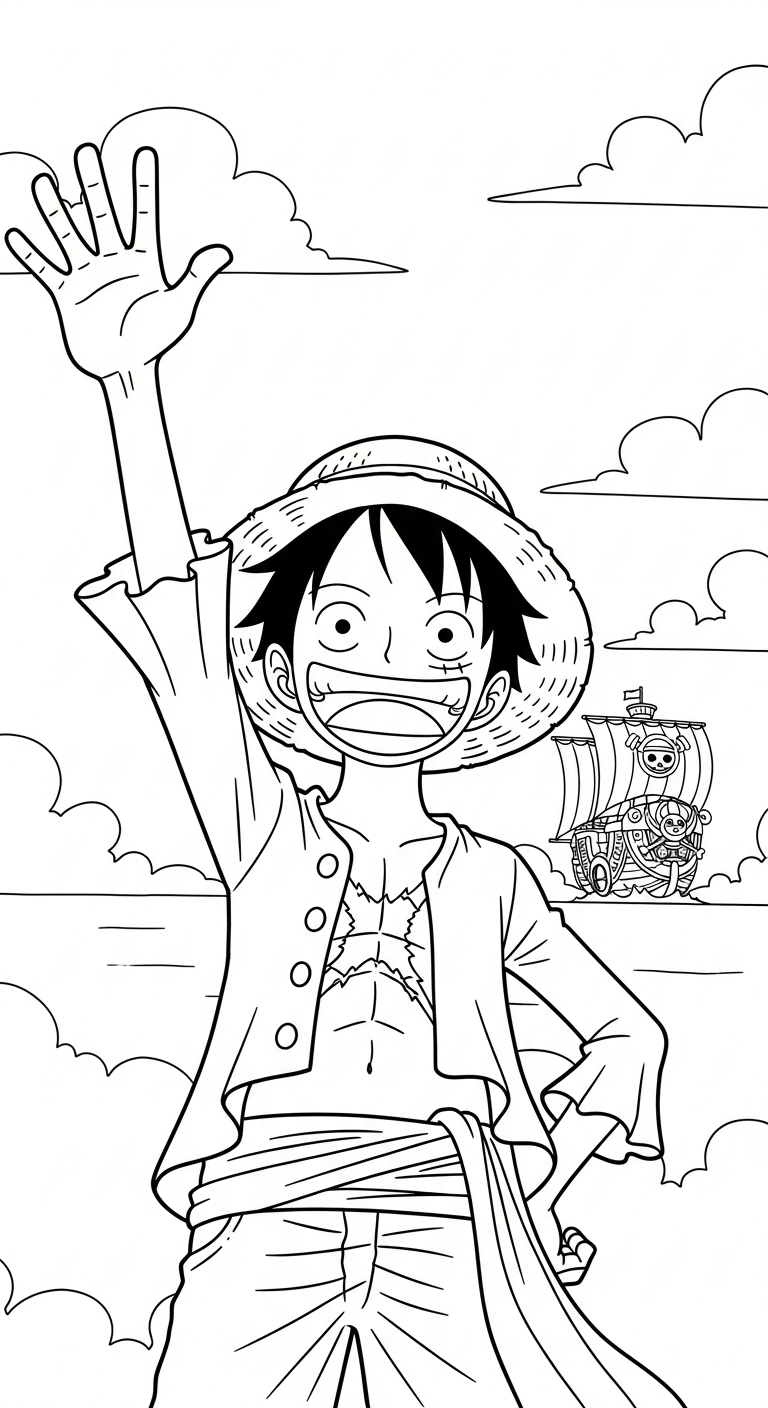 hình tô màu Luffy cho bé đơn giản 1