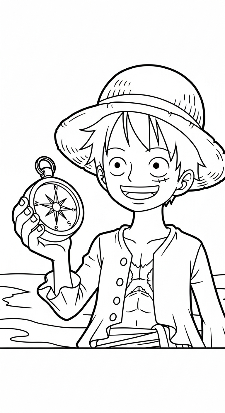 in tranh tô màu Luffy cho bé 6 tuổi