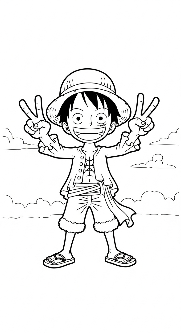 tranh tô màu Luffy cho bé 7-8 tuổi