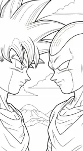 file tranh tô màu Songoku cho bé 4-5 tuổi