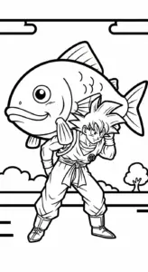 file tranh tô màu Songoku cho bé 4-5 tuổi