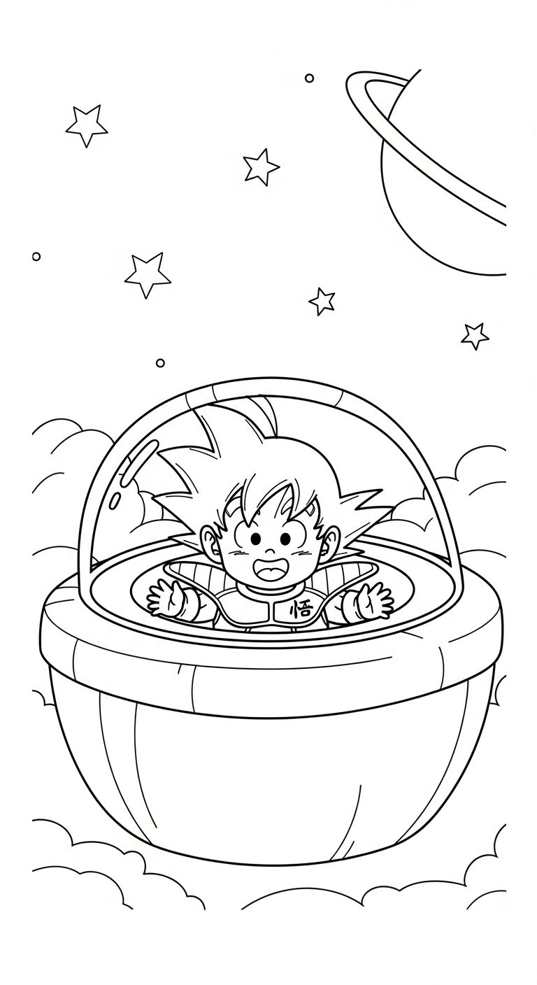 hình tô màu Songoku cho bé 4 tuổi