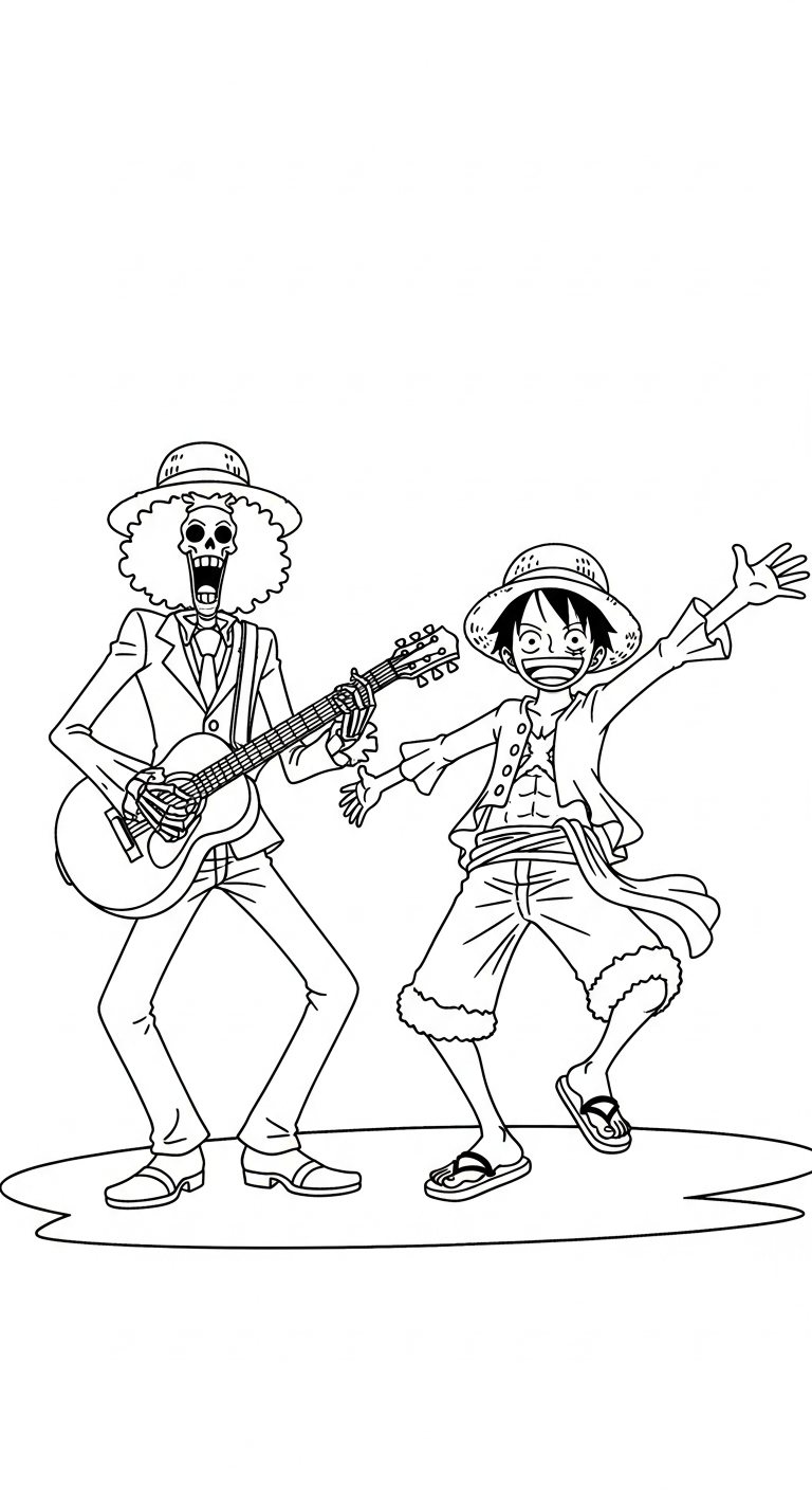 file tranh tô màu Luffy cho bé 4-5 tuổi