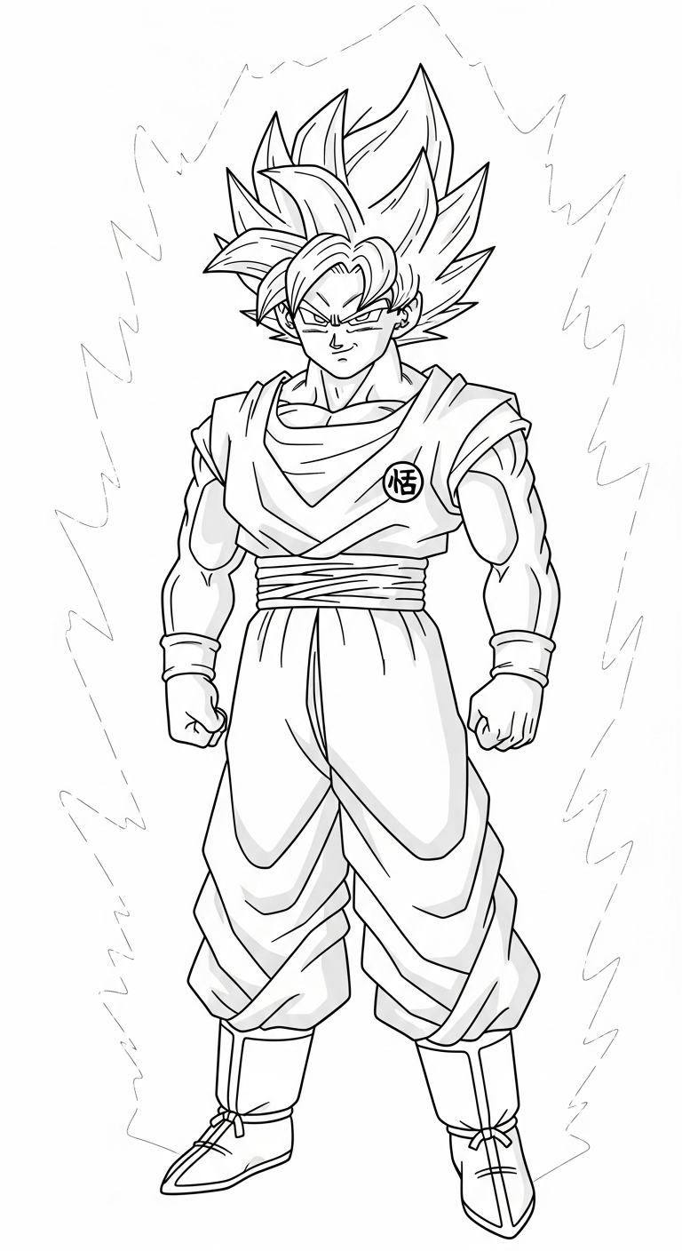 tranh tô màu Songoku cho bé đơn giản