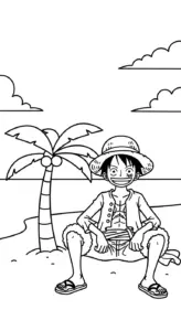 tranh tô màu Luffy cho bé 6 tuổi