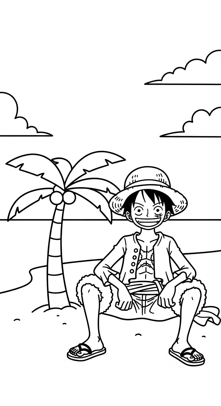 tranh tô màu Luffy cho bé 6 tuổi