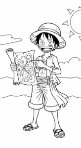 in hình tô màu Luffy cho bé