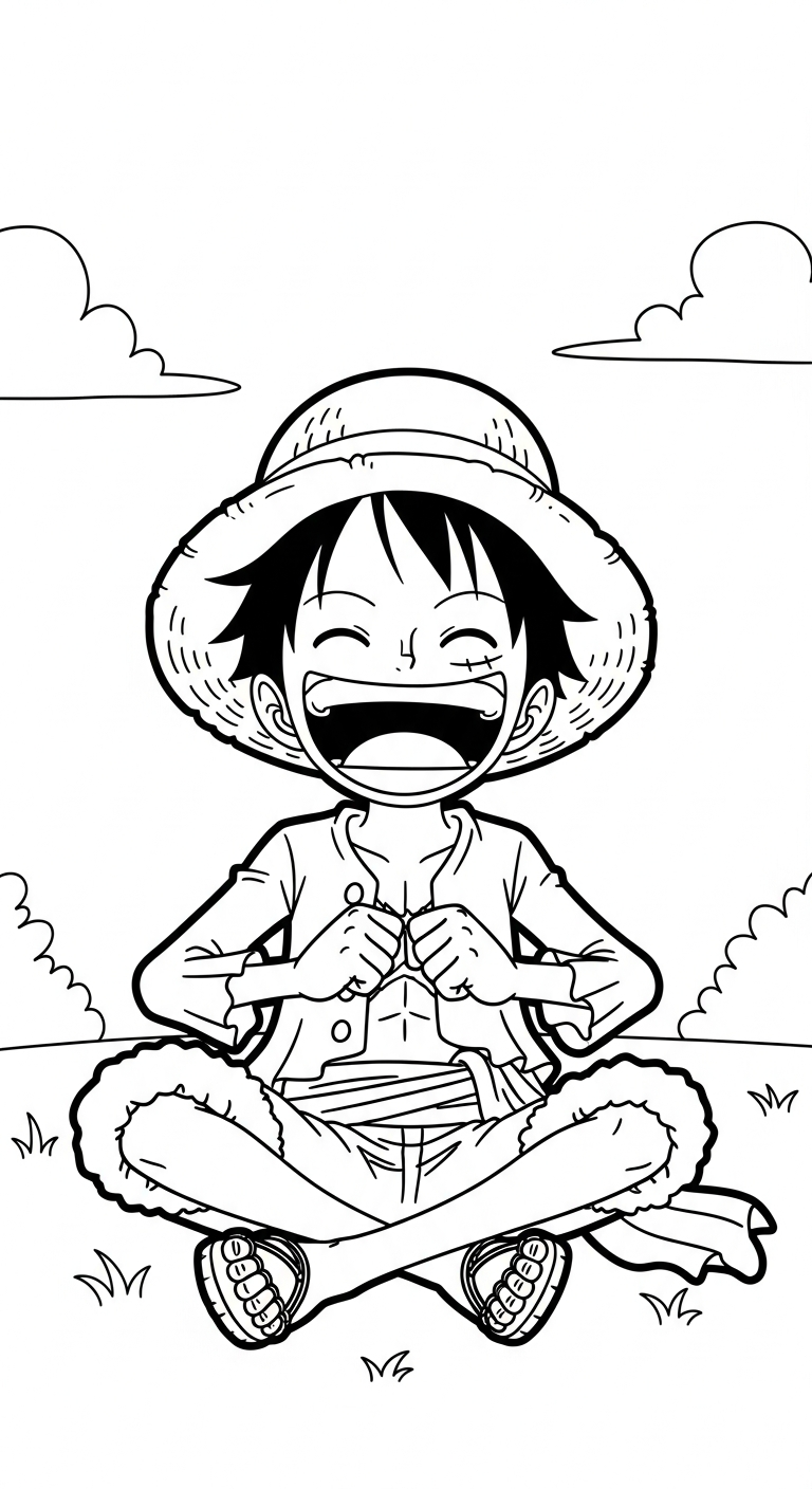 tranh tô màu Luffy cho bé 4 tuổi
