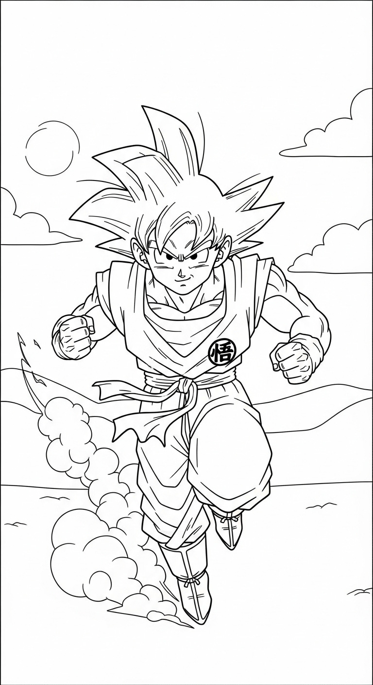hình tô màu Songoku cho bé tải về
