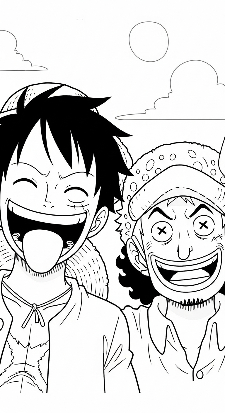 in hình tô màu Luffy cho bé 5 tuổi 1