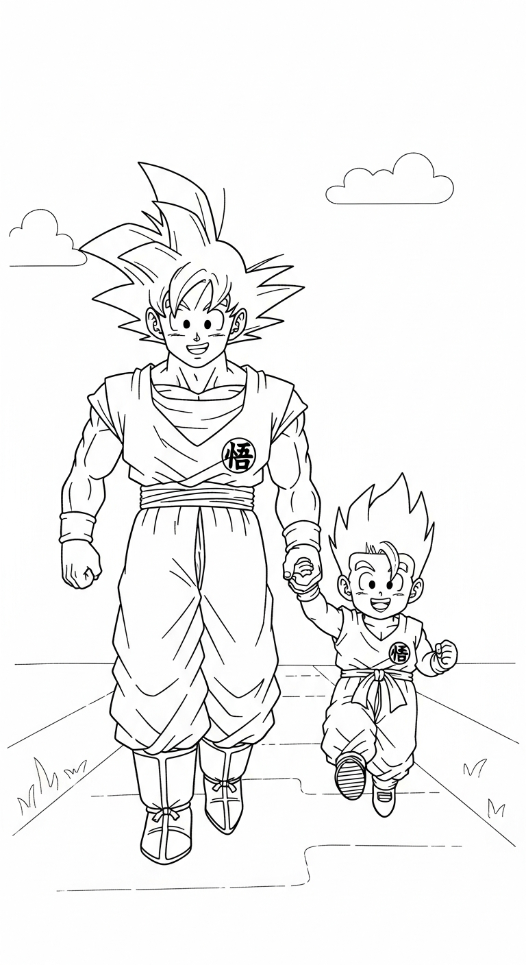 tải hình tô màu Songoku cho bé 4 tuổi 1