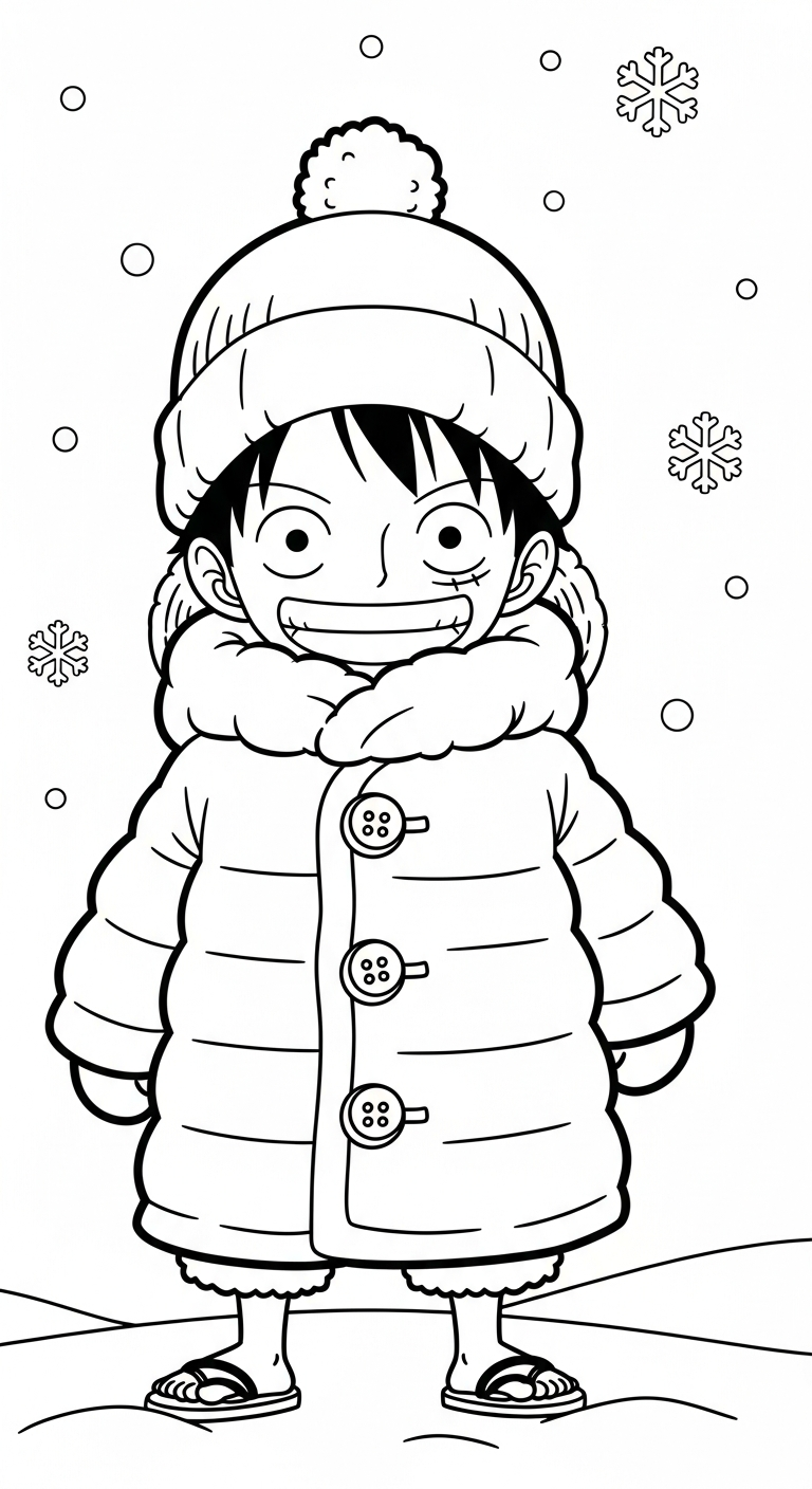 hình tô màu Luffy cho bé 7 tuổi