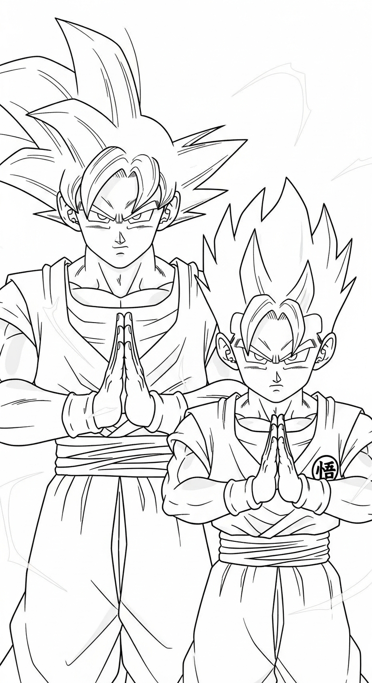 tải tranh tô màu Songoku cho bé 3 tuổi