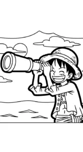hình tô màu Luffy cho bé đơn giản