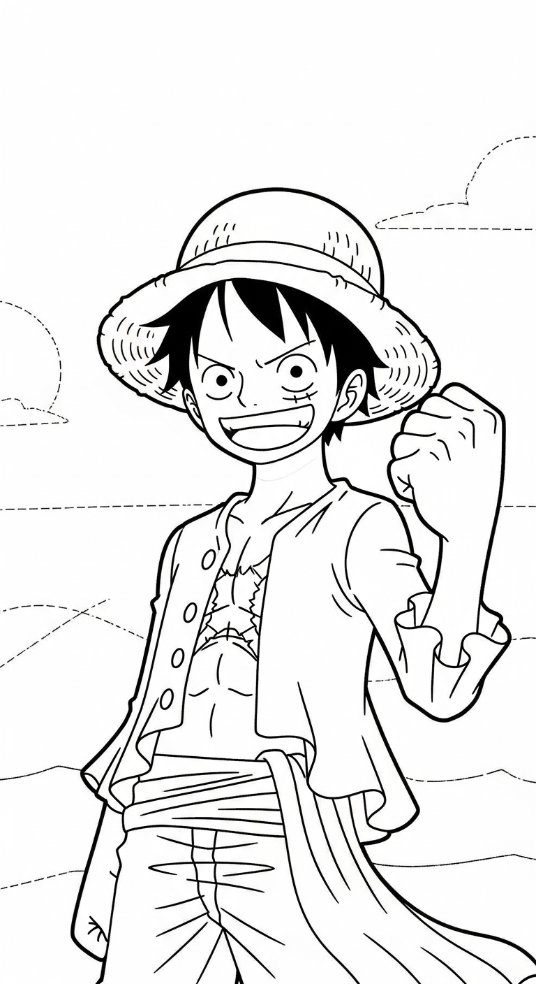 tranh tô màu Luffy miễn phí
